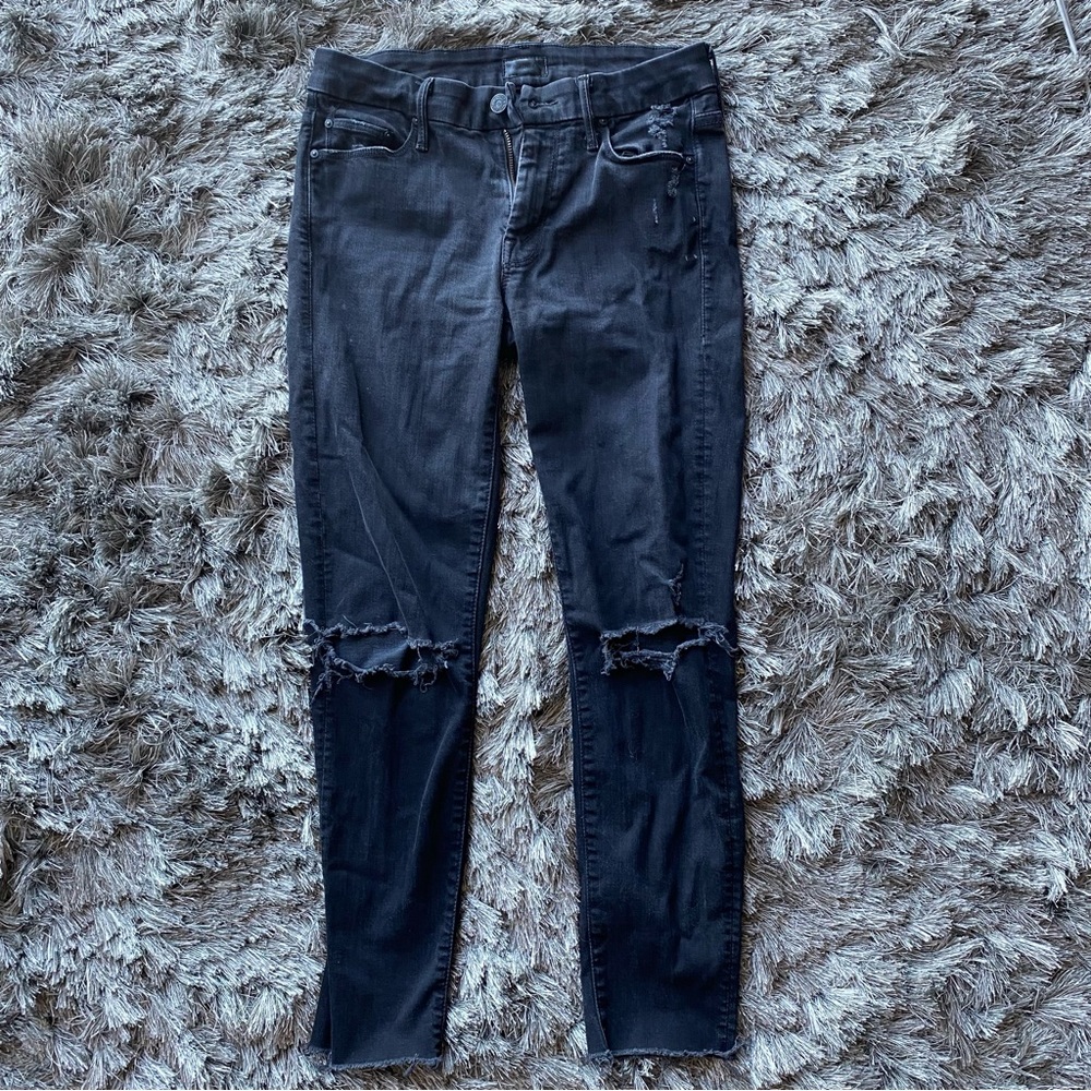 Mother Brand Looker Ankle Fray Distressed Jeans